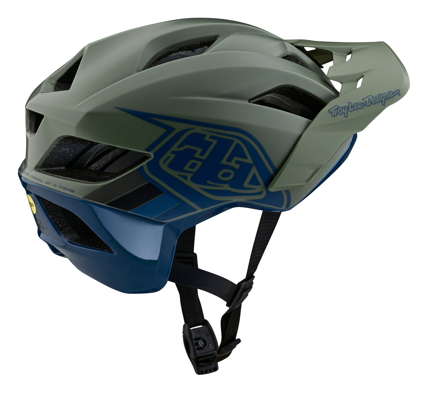 Troy Lee Designs Flowline SE MTB Helmet - Badge - Olive-Indigo