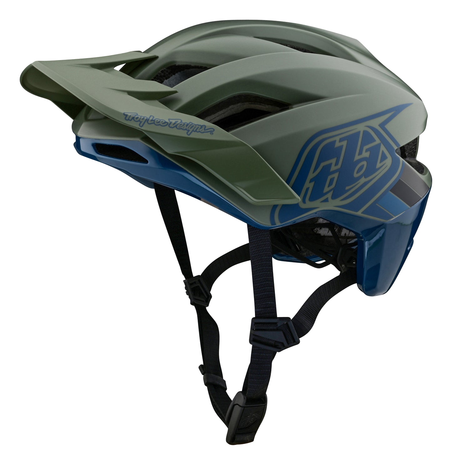 Troy Lee Designs Flowline SE MTB Helmet - Badge - Olive-Indigo