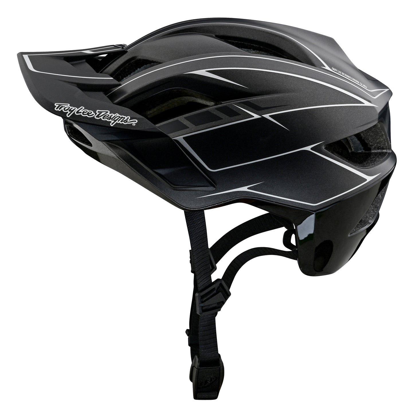 Troy Lee Designs Flowline SE MTB Helmet - Badge - Pinstripe - Charcoal-Black