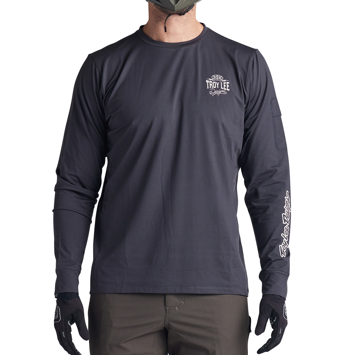 Troy Lee Designs Ruckus Long Sleeve Ride Tee - Bolts - Carbon