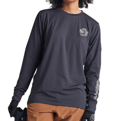 Troy Lee Designs Ruckus Long Sleeve Ride Tee - Bolts - Carbon