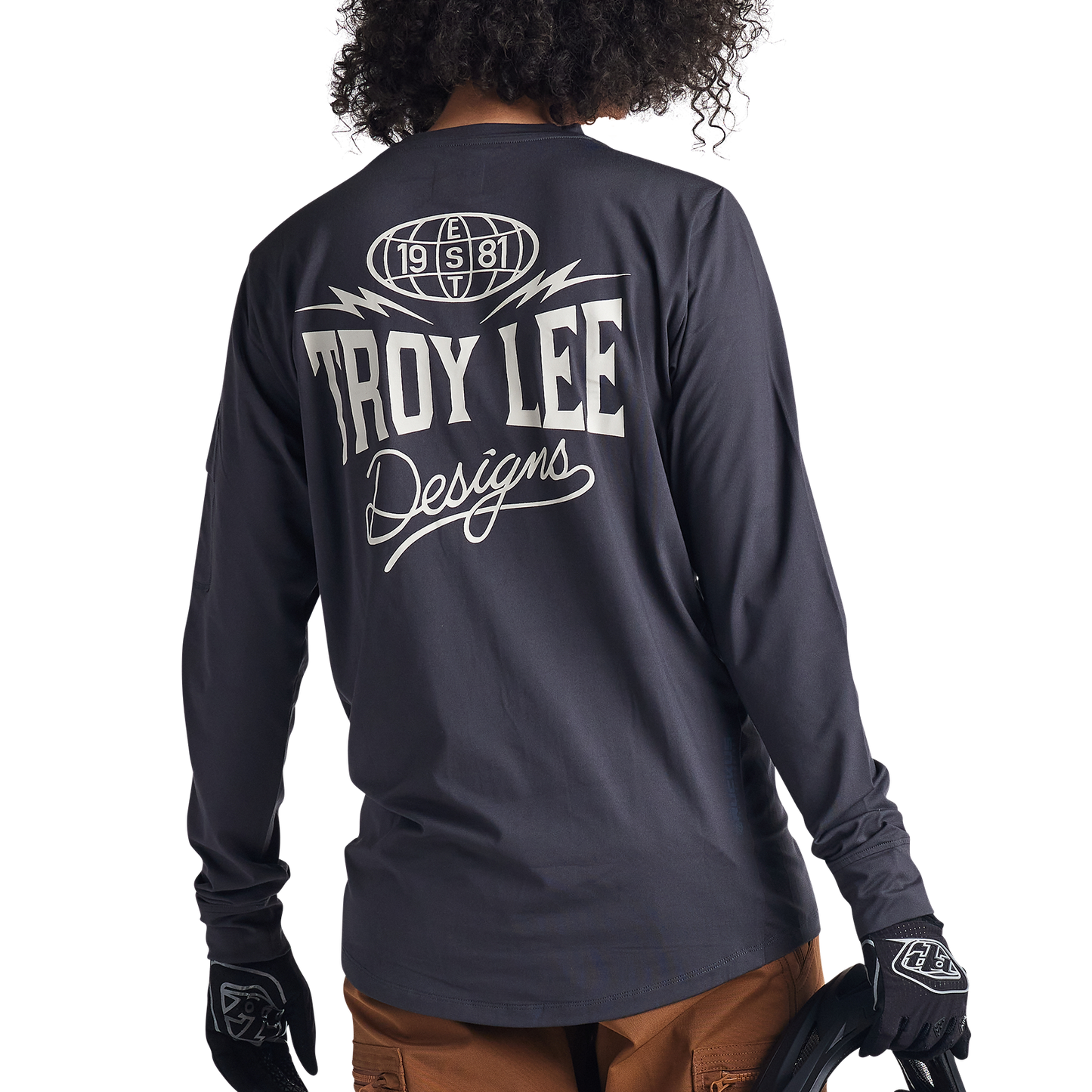 Troy Lee Designs Ruckus Long Sleeve Ride Tee - Bolts - Carbon