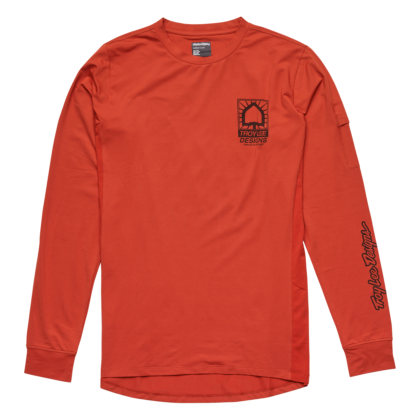Troy Lee Designs Ruckus Long Sleeve Ride Tee - Bolts - Create To Destroy - Brick