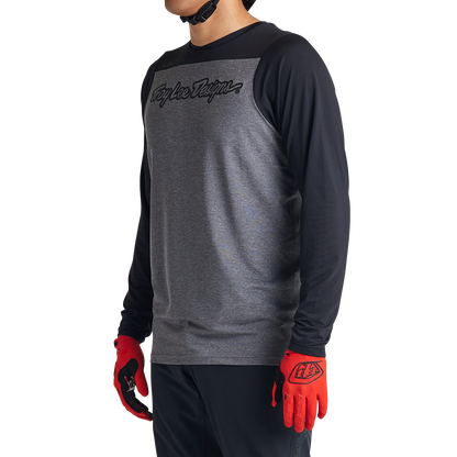 Troy Lee Designs Skyline Long Sleeve MTB Jersey - Signature - Heather Gray-Black