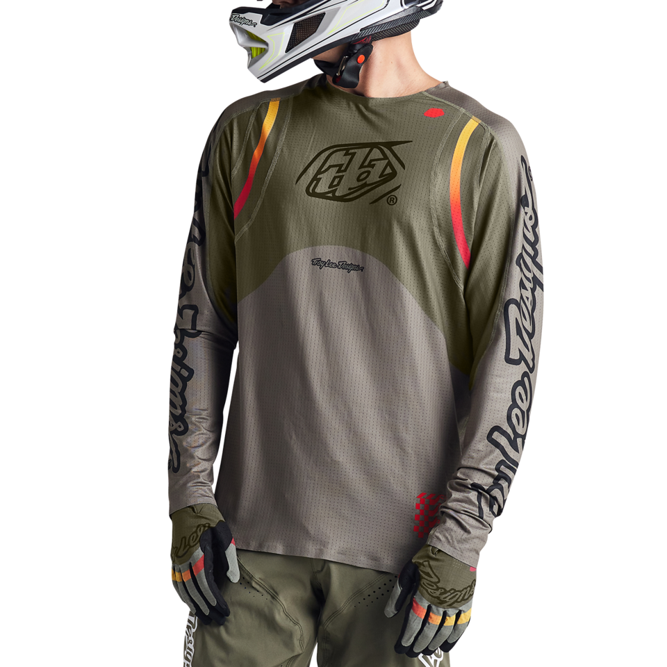 Troy Lee Designs Sprint Ultra Long Sleeve MTB Jersey - Pinned - Olive