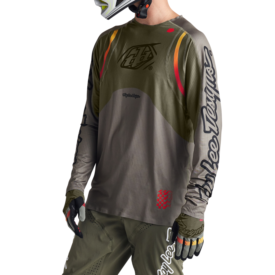 Troy Lee Designs Sprint Ultra Long Sleeve MTB Jersey - Pinned - Olive