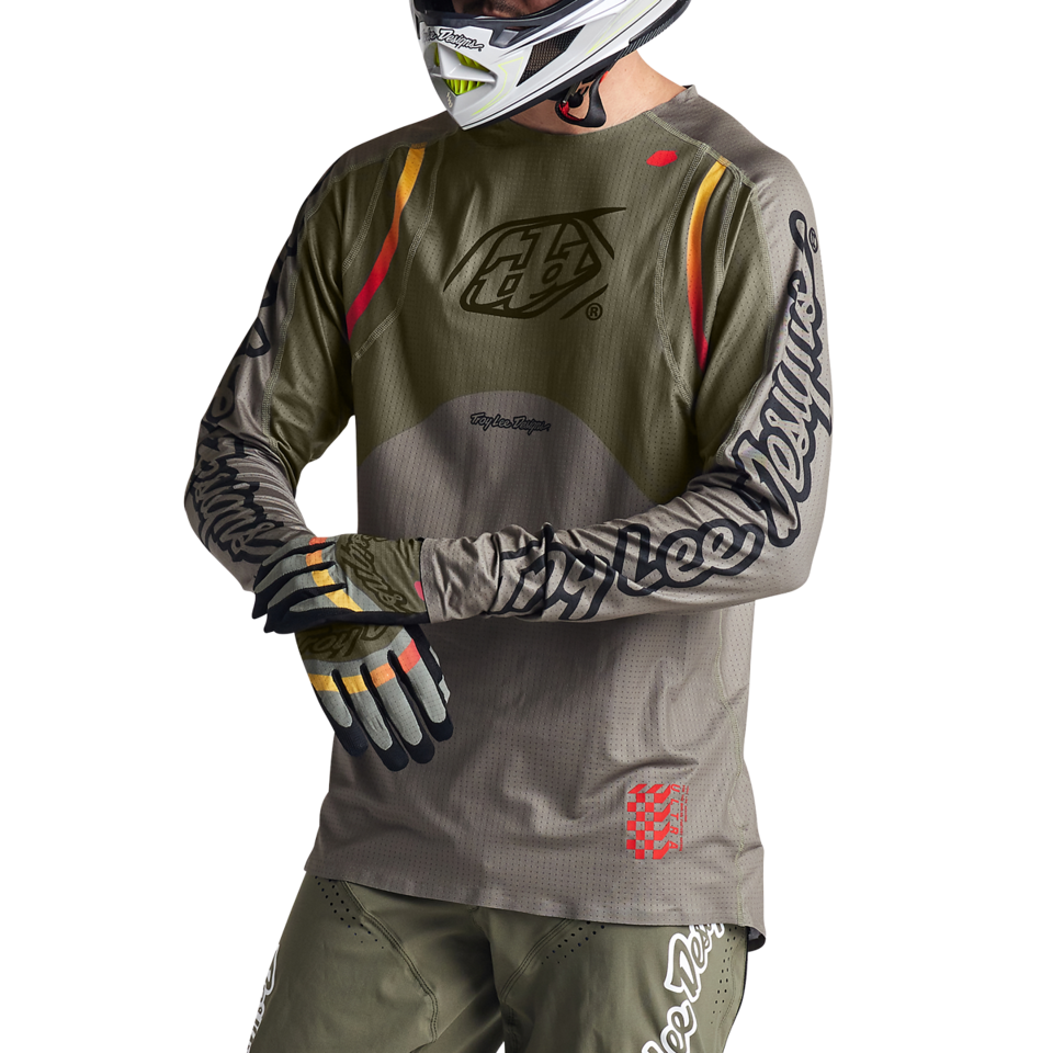 Troy Lee Designs Sprint Ultra Long Sleeve MTB Jersey - Pinned - Olive