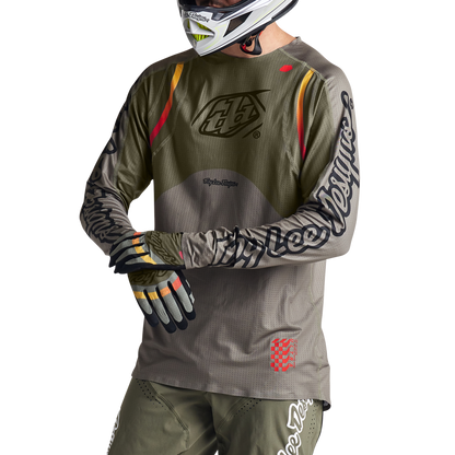 Troy Lee Designs Sprint Ultra Long Sleeve MTB Jersey - Pinned - Olive