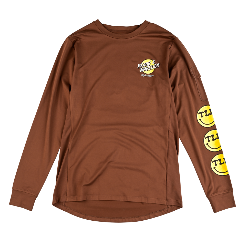 Troy Lee Designs Ruckus Long Sleeve Ride Tee - Wheelies - Chocolate
