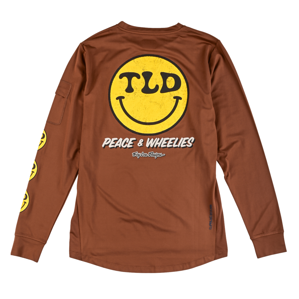 Troy Lee Designs Ruckus Long Sleeve Ride Tee - Wheelies - Chocolate