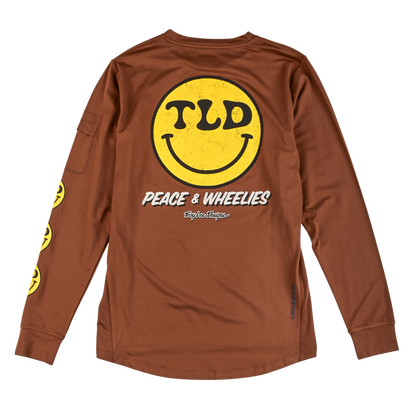 Troy Lee Designs Ruckus Long Sleeve Ride Tee - Wheelies - Chocolate