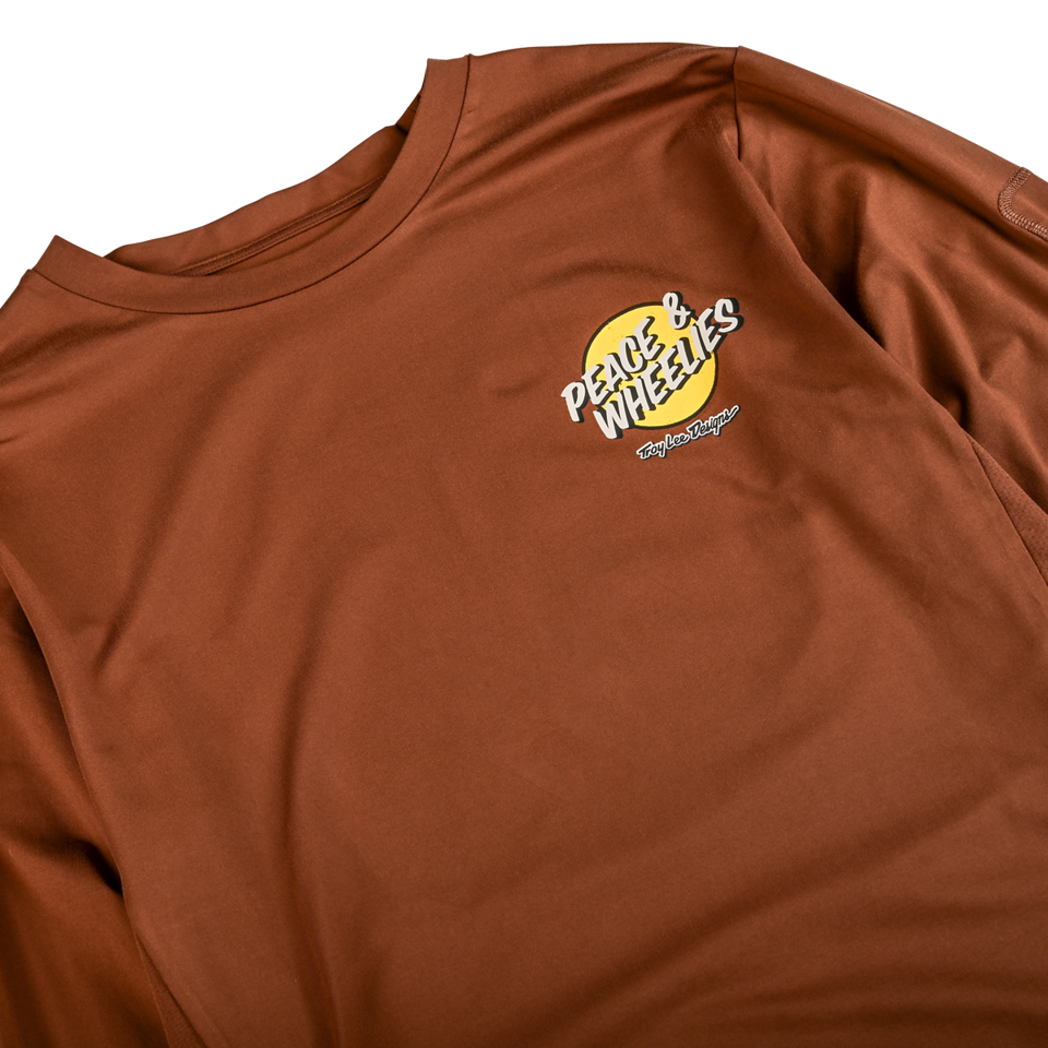Troy Lee Designs Ruckus Long Sleeve Ride Tee - Wheelies - Chocolate