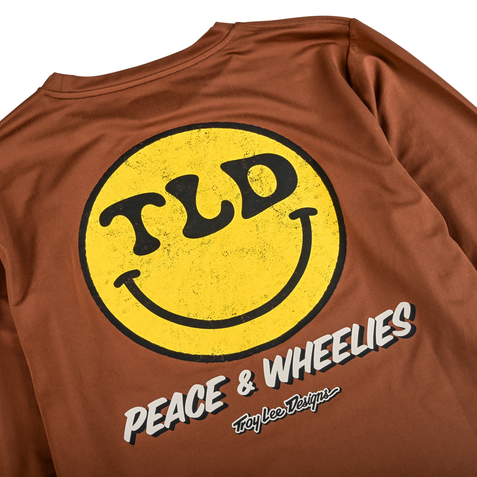 Troy Lee Designs Ruckus Long Sleeve Ride Tee - Wheelies - Chocolate