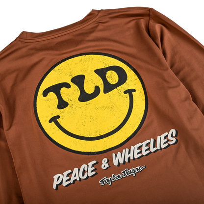 Troy Lee Designs Ruckus Long Sleeve Ride Tee - Wheelies - Chocolate