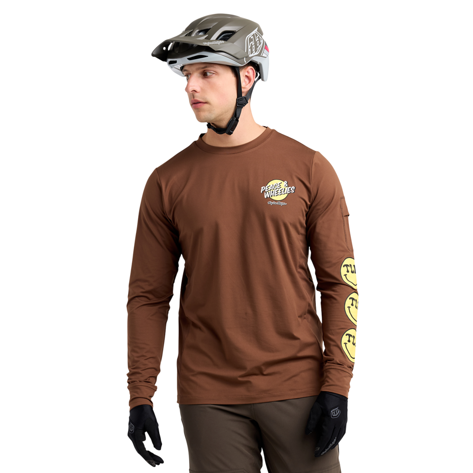 Troy Lee Designs Ruckus Long Sleeve Ride Tee - Wheelies - Chocolate