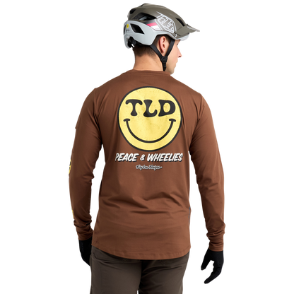 Troy Lee Designs Ruckus Long Sleeve Ride Tee - Wheelies - Chocolate