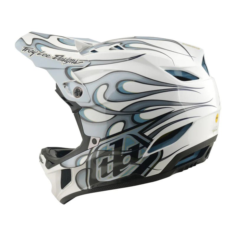 Troy Lee Designs D4 Composite Full Face Helmet - Torched - White-Silver