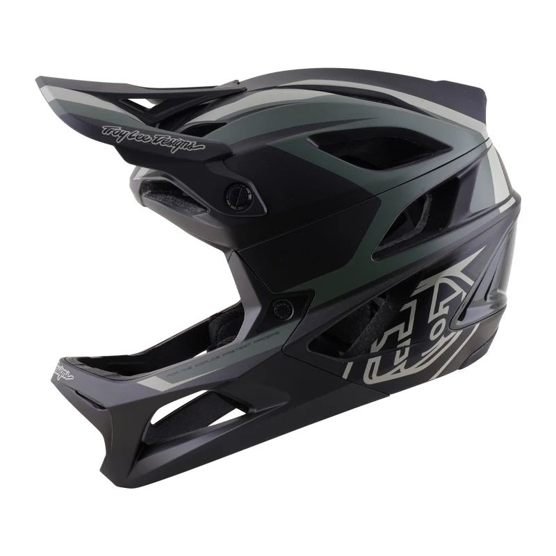 Troy Lee Designs Stage 2 MIPS Full Face Helmet - High Vz - Army-Charcoal