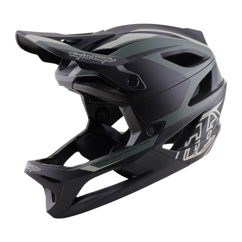 Troy Lee Designs Stage 2 MIPS Full Face Helmet - High Vz - Army-Charcoal
