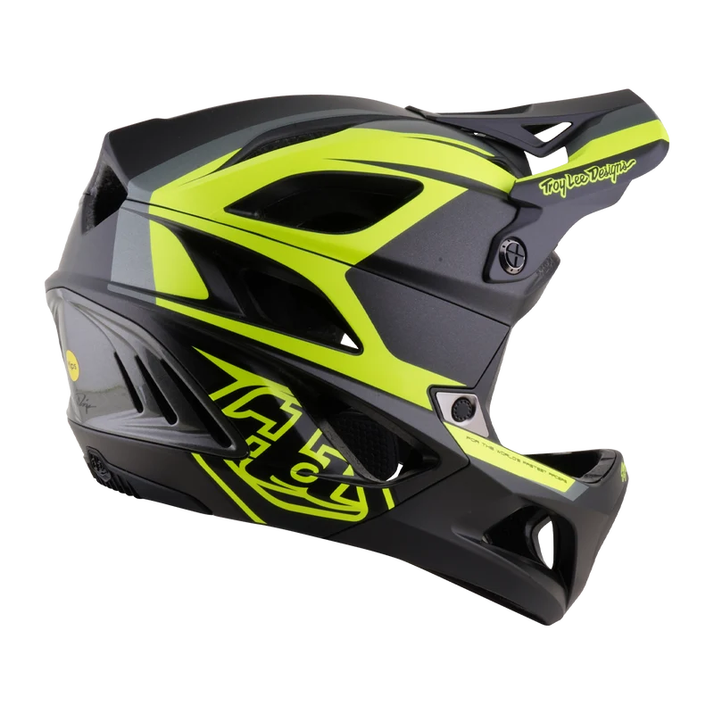 Troy Lee Designs Stage 2 MIPS Full Face Helmet - High Vz - Charcoal-Flo Yellow