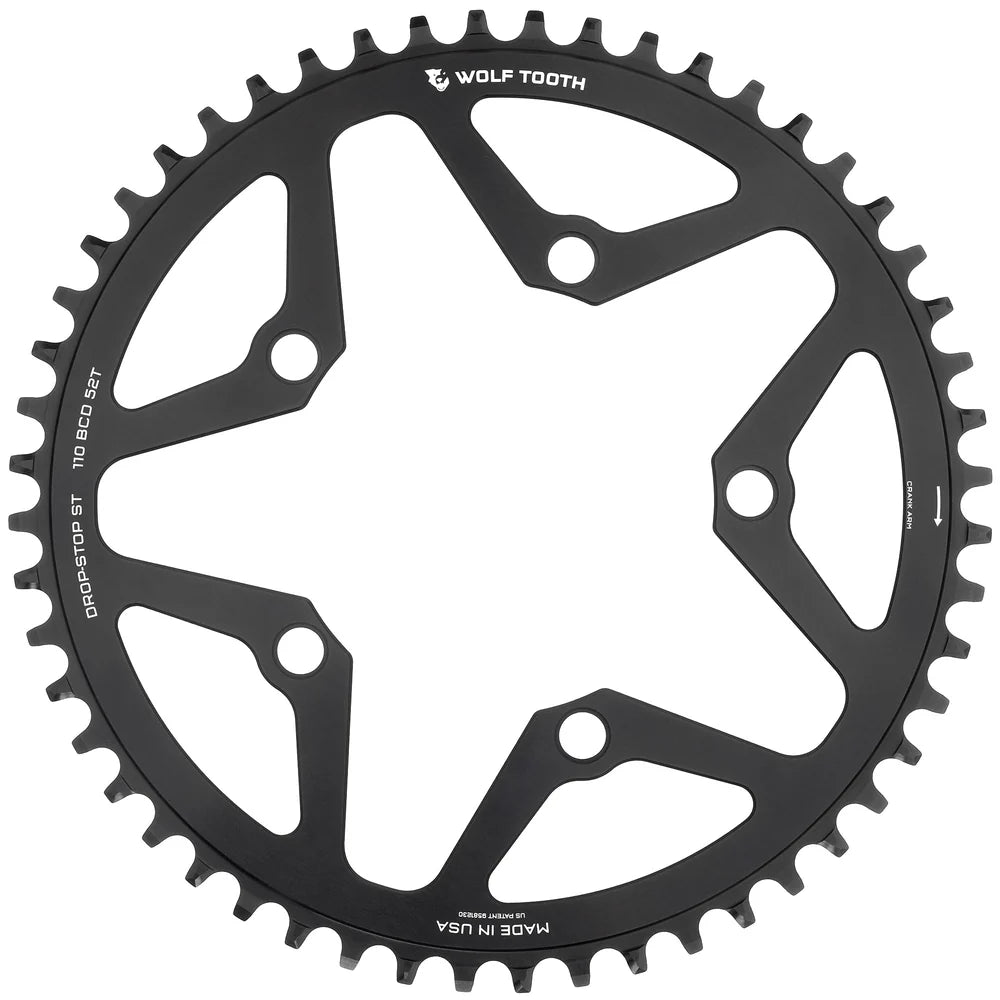 Wolf Tooth Components Drop-STop ST 110 BCD Gravel/CX/Road Chainring - Black