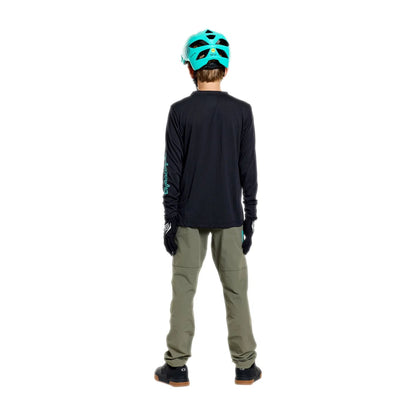 Troy Lee Designs Skyline Long Sleeve Ride Tee - Youth - Signature - Black-Real Teal