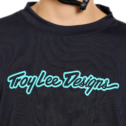 Troy Lee Designs Skyline Long Sleeve Ride Tee - Youth - Signature - Black-Real Teal