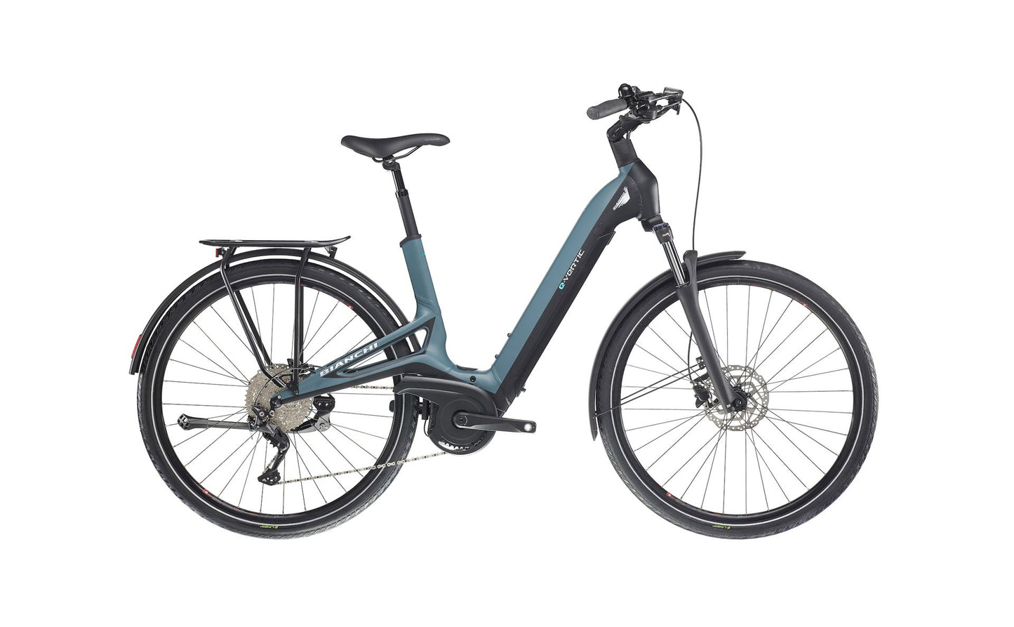 Bianchi e-Vertic C-Type Ebike - 10 Spd 500wh - Blue Gray-Graphite Race Matt