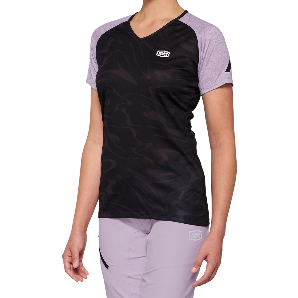 100% Airmatic Short Sleeve MTB Jersey - Womens - Black-Lavender