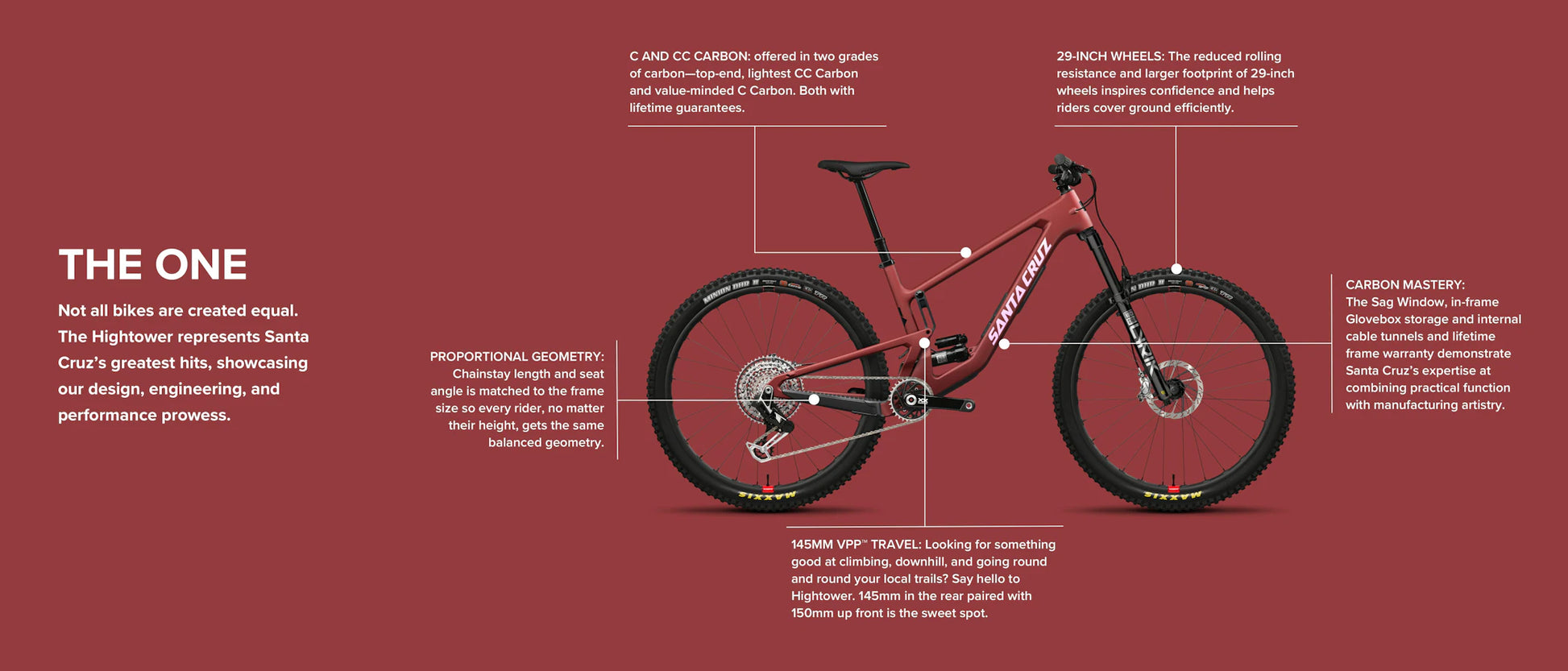 Santa Cruz Hightower Carbon 29 S Kit Matt Cardinal Red 2024 Cambria Bike