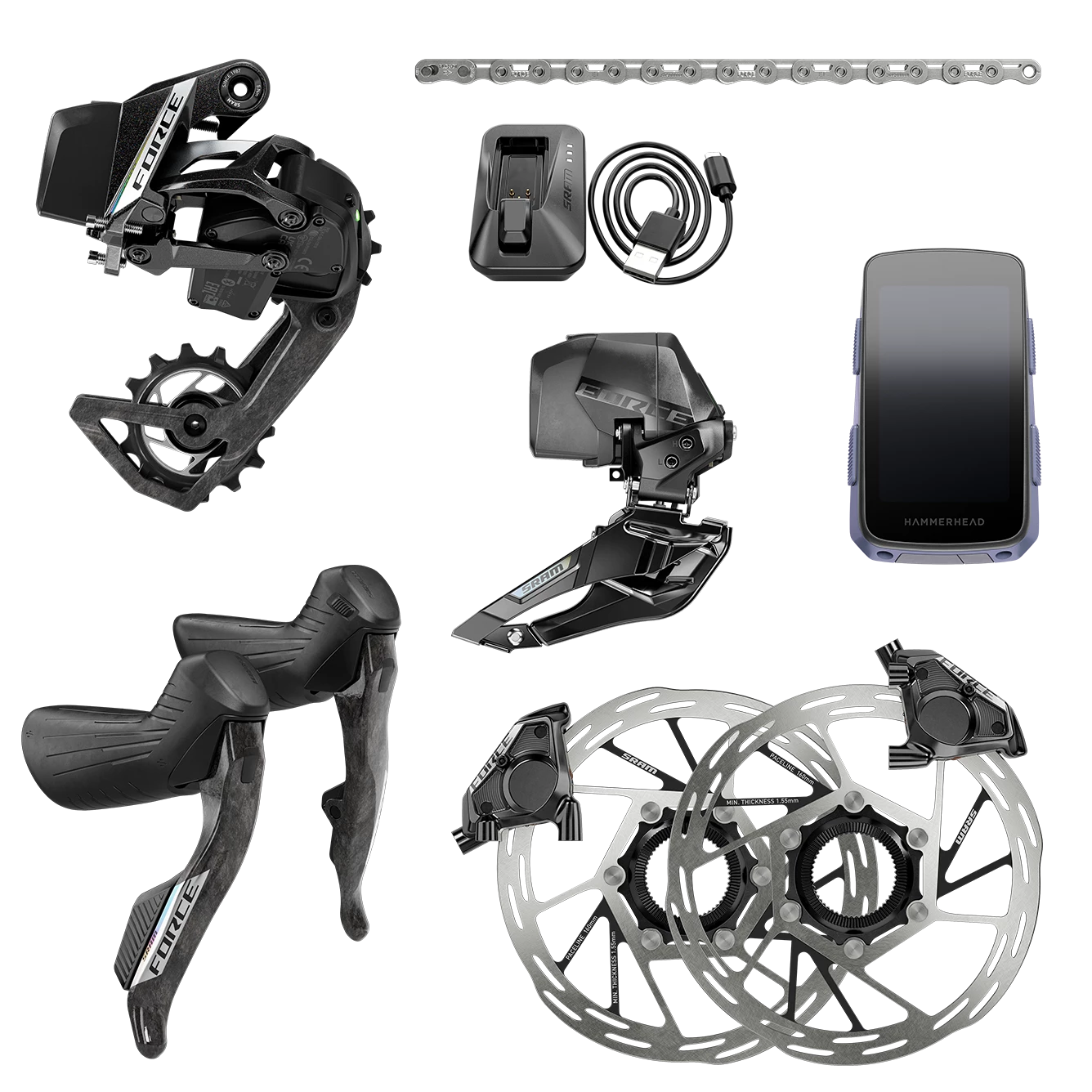 SRAM Force AXS E1 HRD 2x Groupset - Hammerhead