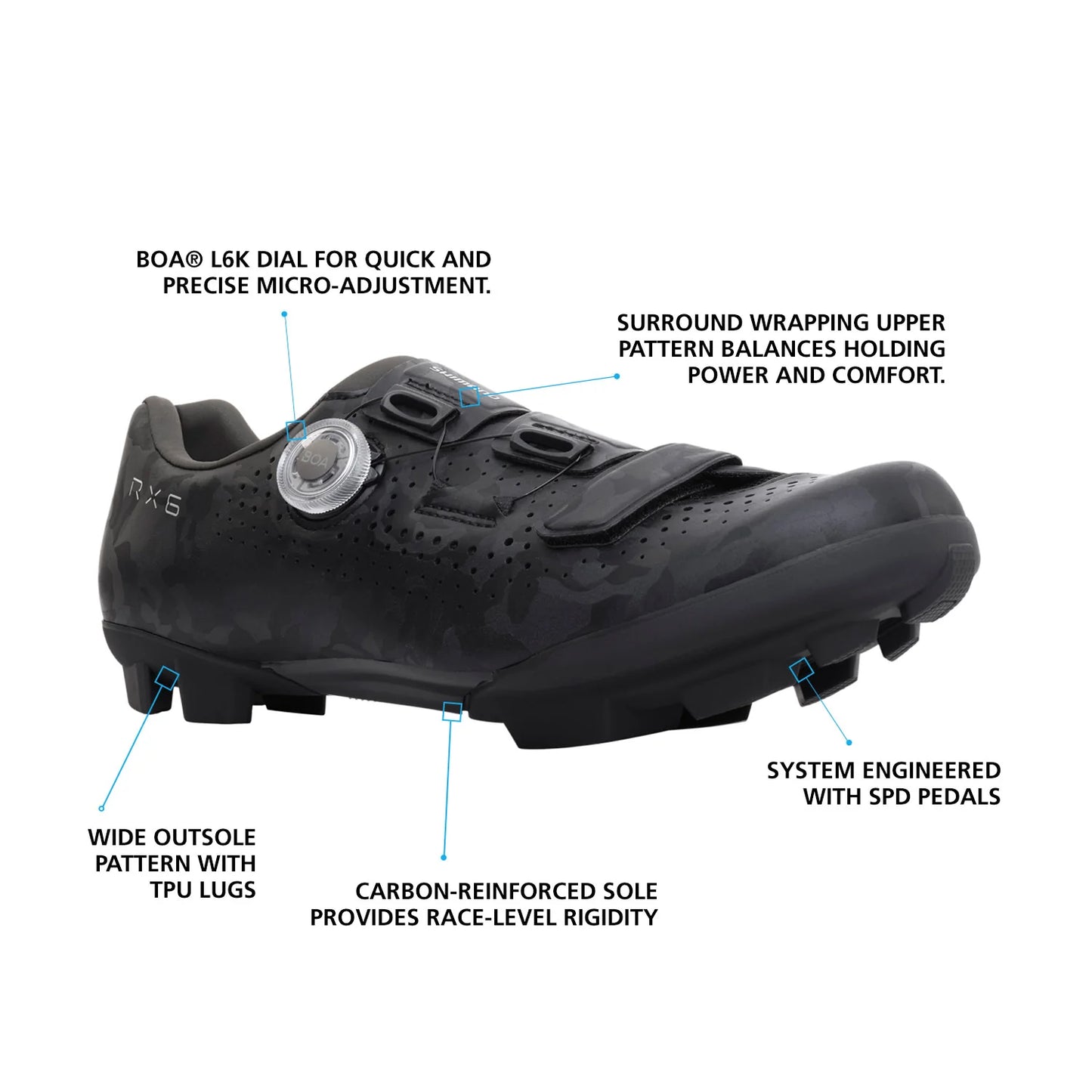 Shimano RX6 SPD Gravel Shoe - Black