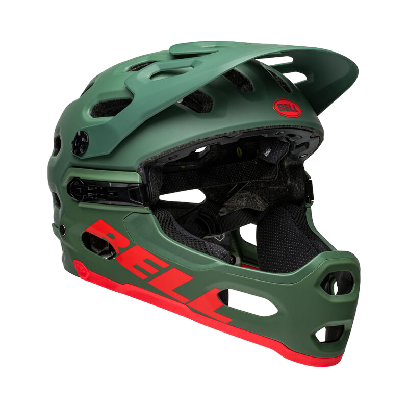 Bell Super 3R MIPS Full Face Helmet Matt Dark Green Infrared Cambria Bike