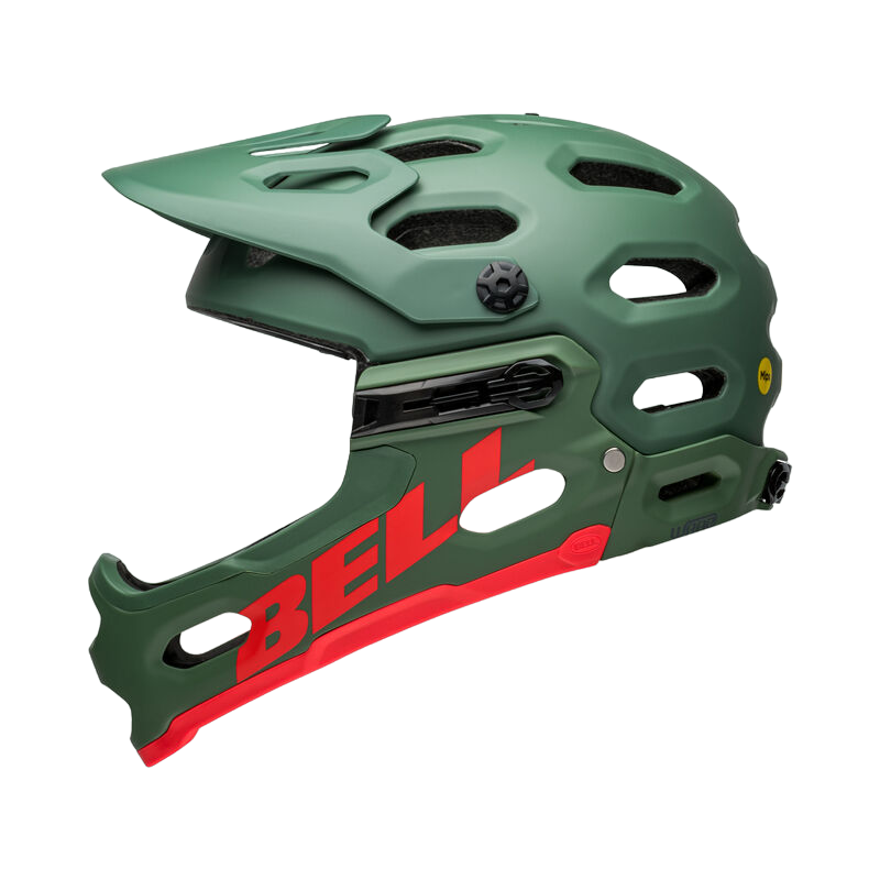 Bell Super 3R MIPS Full Face Helmet - Matt Dark Green-Infrared