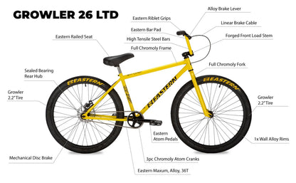 Eastern Growler LTD 26" BMX Cruiser - Yellow