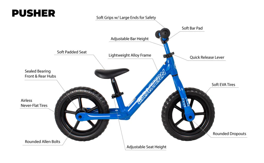 Eastern Pusher 12" Kids Bike - Blue