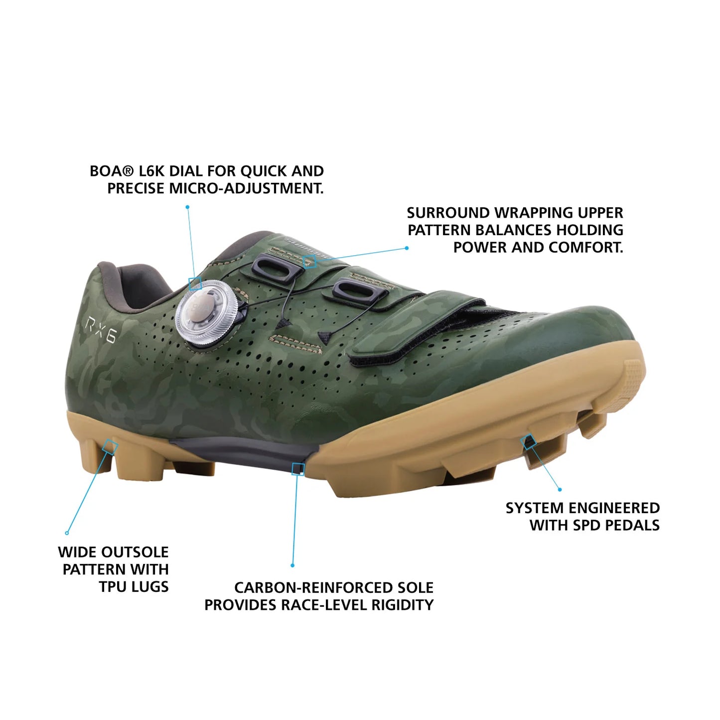 Shimano RX6 SPD Gravel Shoe - Green