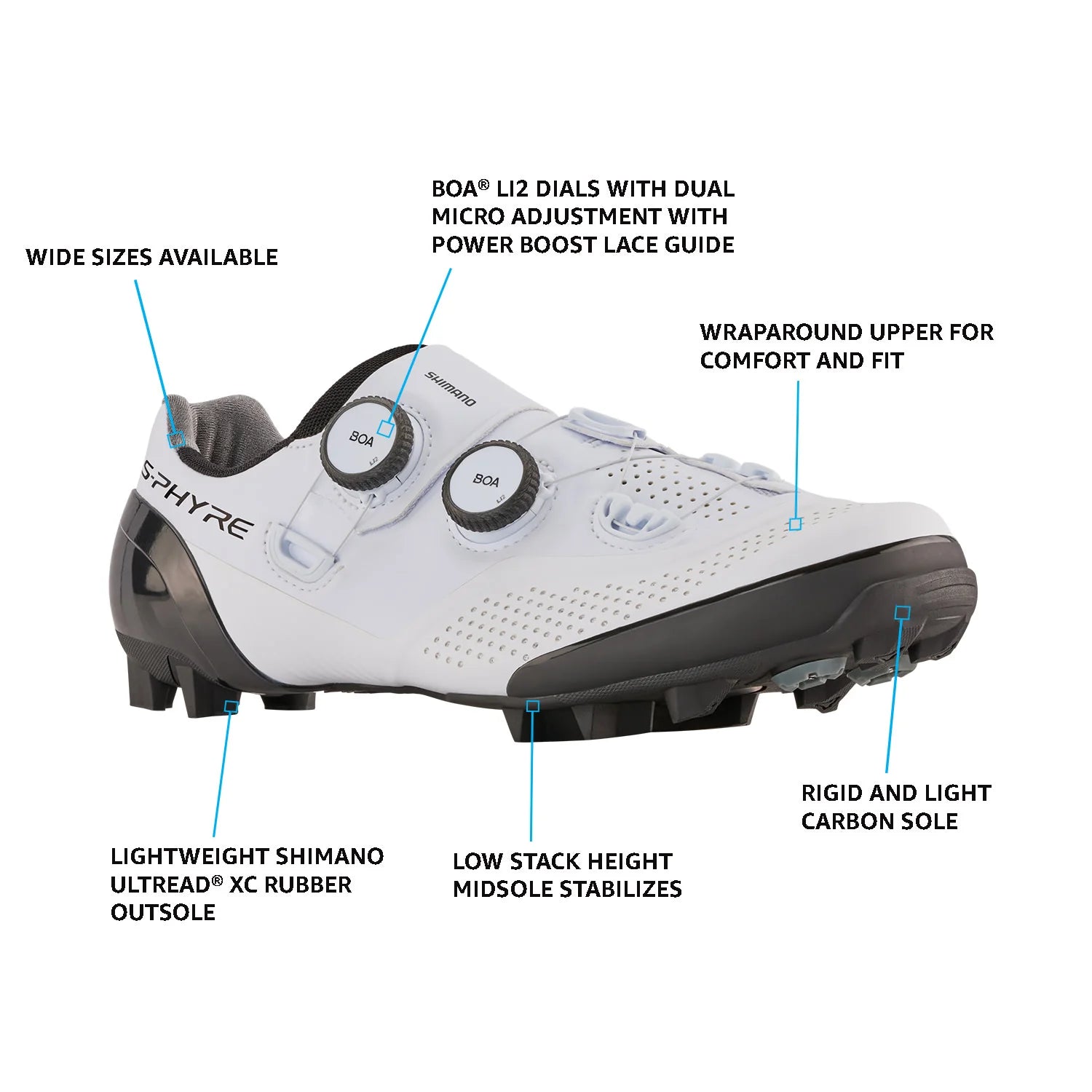 Shimano XC902 S-Phyre SPD XC MTB Shoe - White – Cambria Bike Shimano XC902 S-Phyre SPD XC MTB Shoe - White – Cambria Bike