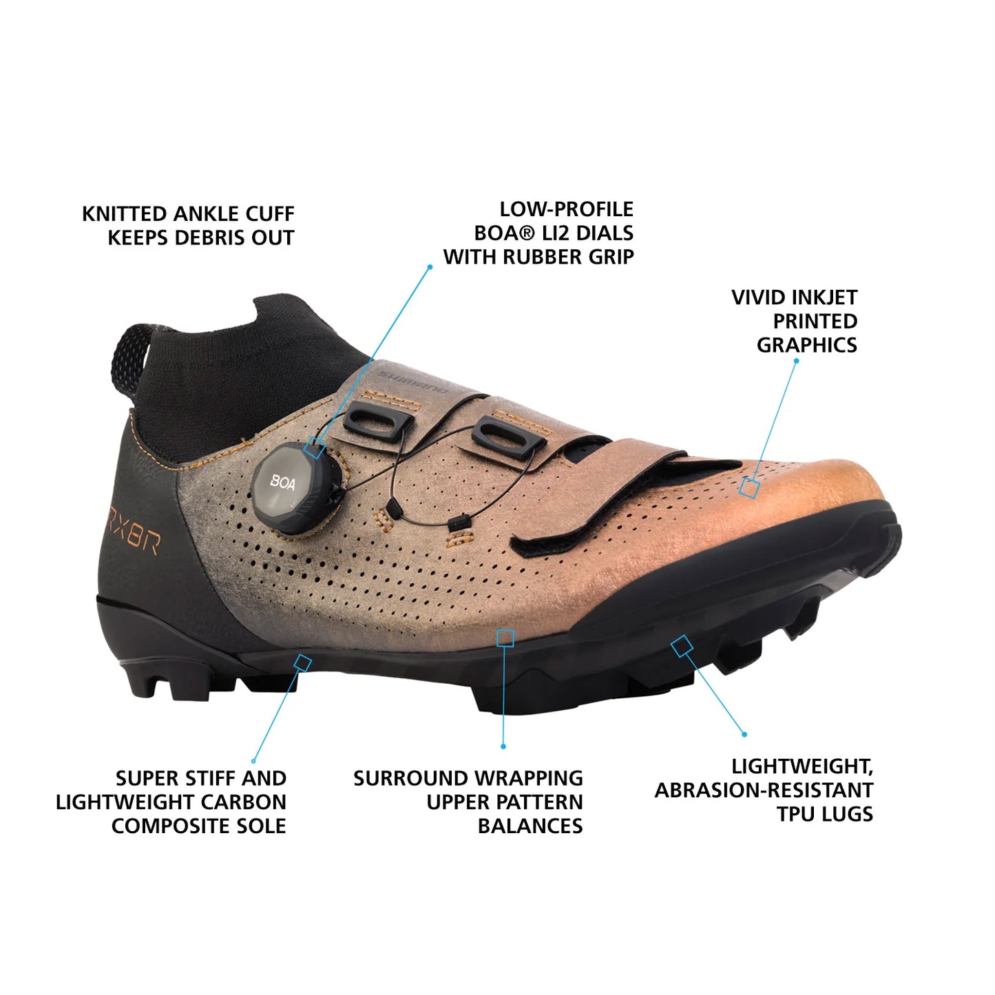 Shimano RX801RE SPD Gravel Shoe - Wide - Metallic Orange