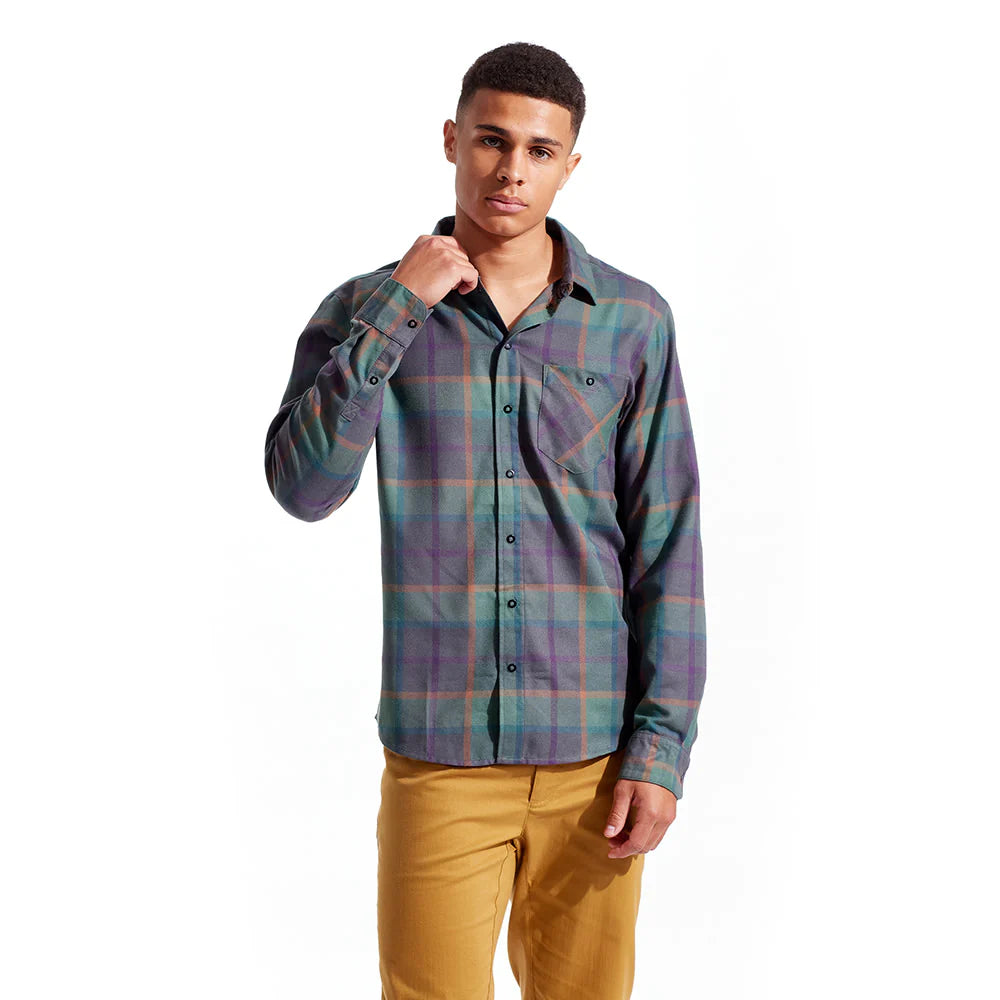 Pearl Izumi Rove Flannel Long Sleeve Shirt - Sage-Pale Pine Plaid