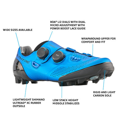 Shimano XC902 S-Phyre SPD XC MTB Shoe - Wide - Blue