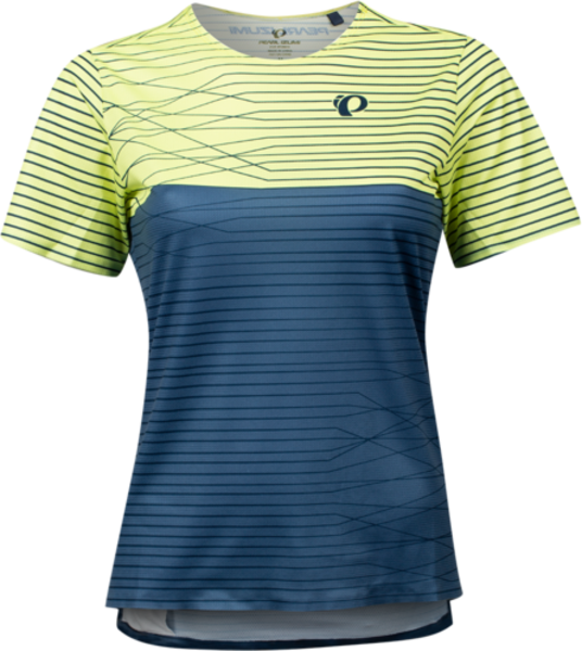 Pearl Izumi Launch Short Sleeve MTB Jersey - Womens - Sunny Lime-Dark Denim Frequency