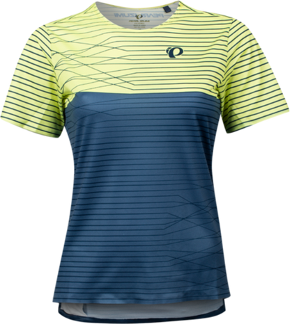 Pearl Izumi Launch Short Sleeve MTB Jersey - Womens - Sunny Lime-Dark Denim Frequency