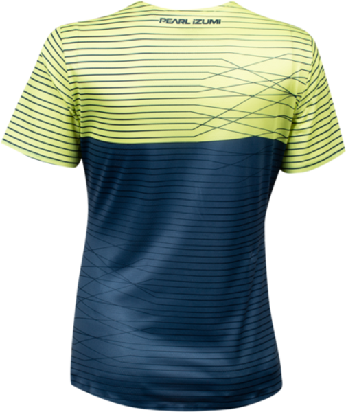 Pearl Izumi Launch Short Sleeve MTB Jersey - Womens - Sunny Lime-Dark Denim Frequency