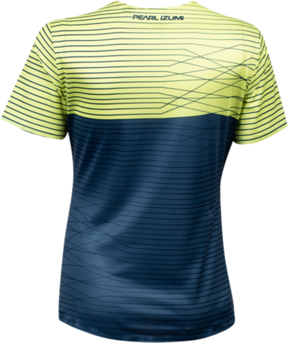 Pearl Izumi Launch Short Sleeve MTB Jersey - Womens - Sunny Lime-Dark Denim Frequency