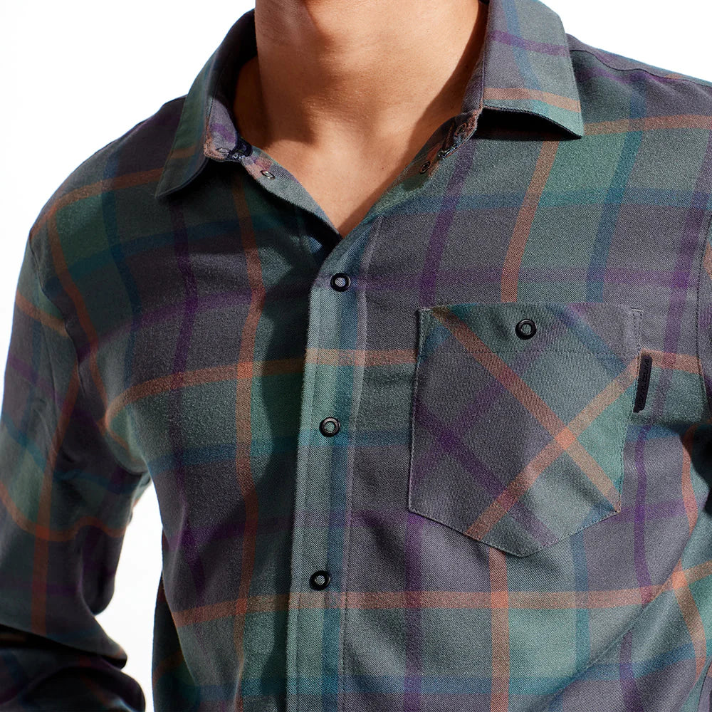 Pearl Izumi Rove Flannel Long Sleeve Shirt - Sage-Pale Pine Plaid