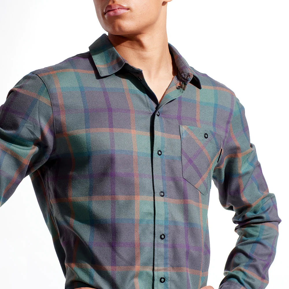 Pearl Izumi Rove Flannel Long Sleeve Shirt - Sage-Pale Pine Plaid