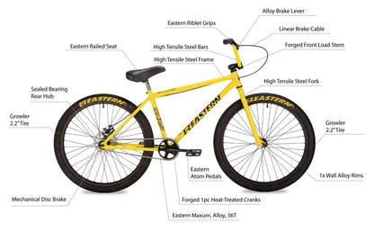 bmx bicycle parts diagram Eastern Growler 26" BMX Cruiser