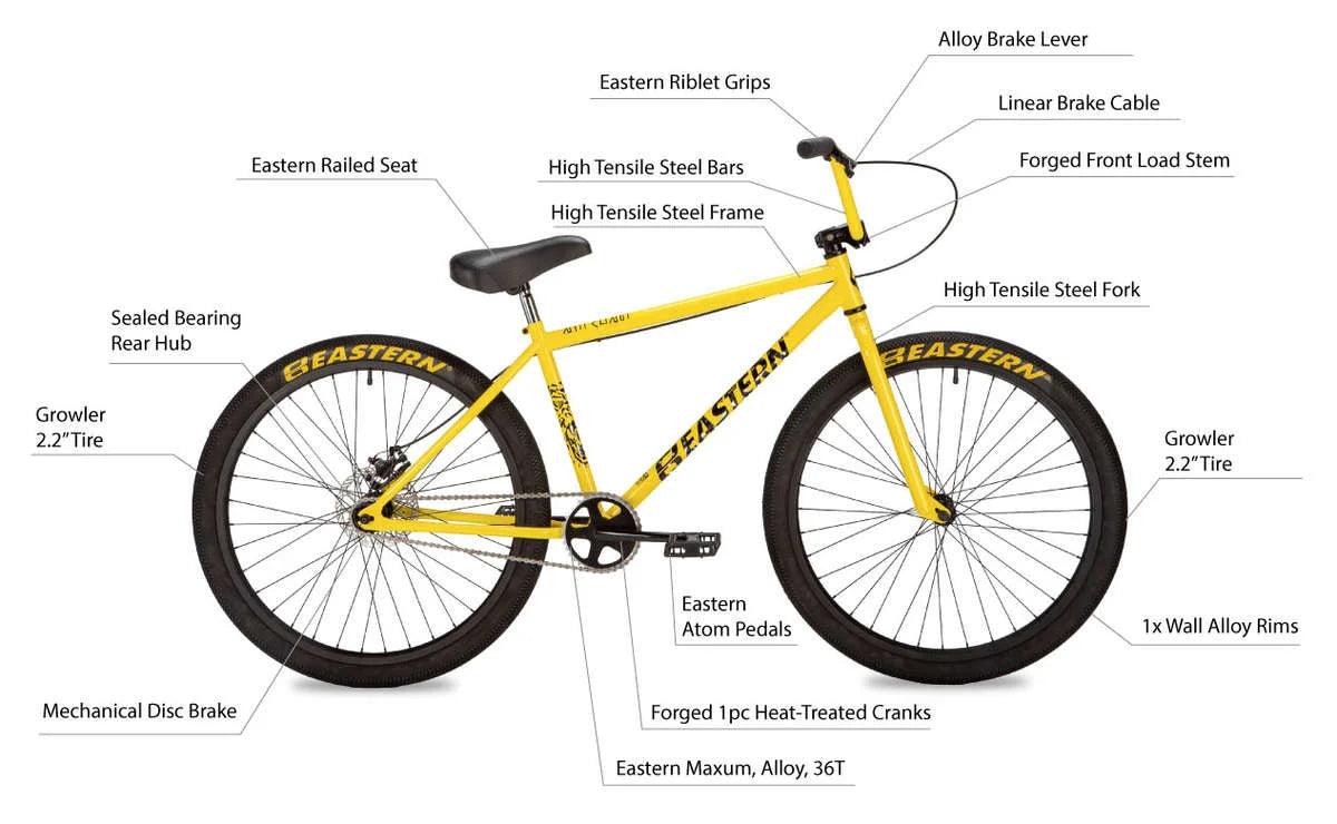 Eastern Growler 26" BMX Cruiser - Yellow