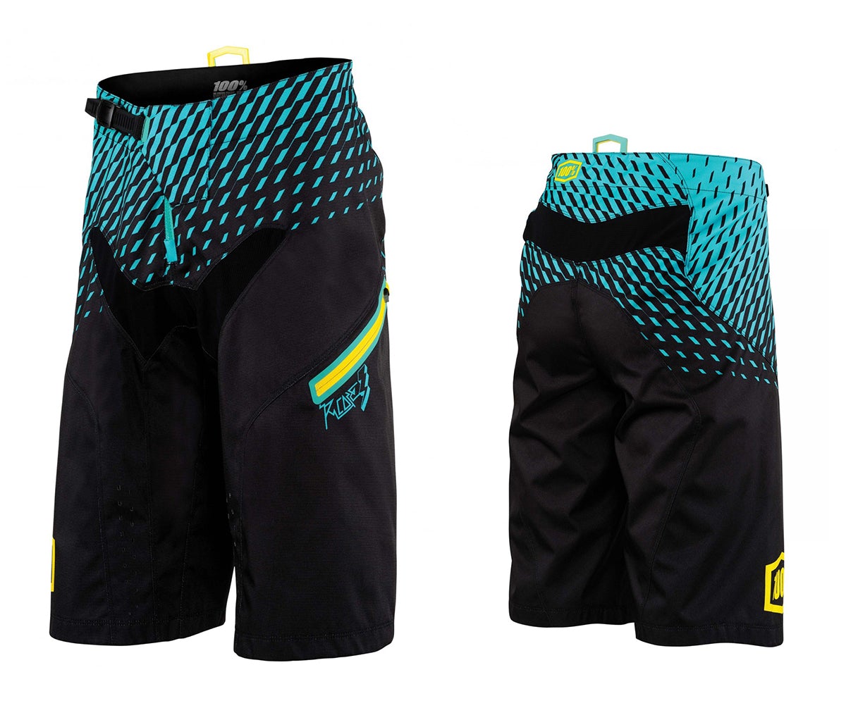 100% R-Core Supra DH Short - Black-Cyan Black - Cyan 32" 